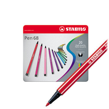 STABILO Pen 68 Metal box of 20 assorted colours by STABILO at Cult Pens