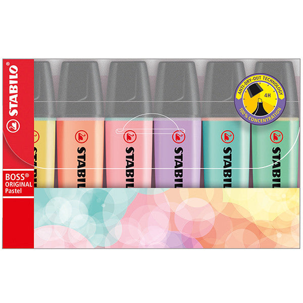 STABILO BOSS Pastel Highlighter Assorted Set of 6 by STABILO at Cult Pens