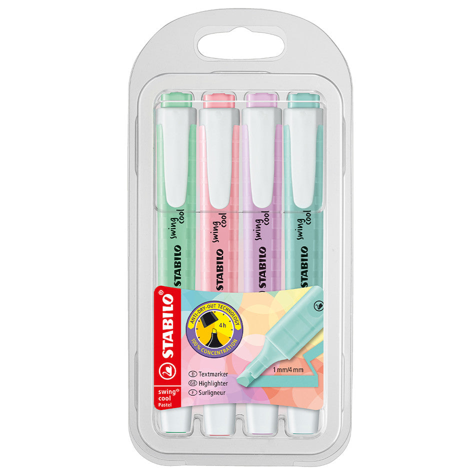 STABILO Swing Cool Pastel Edition Highlighter Wallet of 4 Assorted Set 1 by STABILO at Cult Pens
