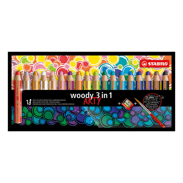 STABILO ARTY Woody 3 in 1 Pencil Wallet of 18 by STABILO at Cult Pens