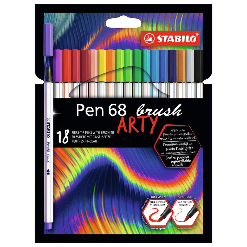 STABILO ARTY Pen 68 Brush Wallet of 18 Assorted Colours by STABILO at Cult Pens
