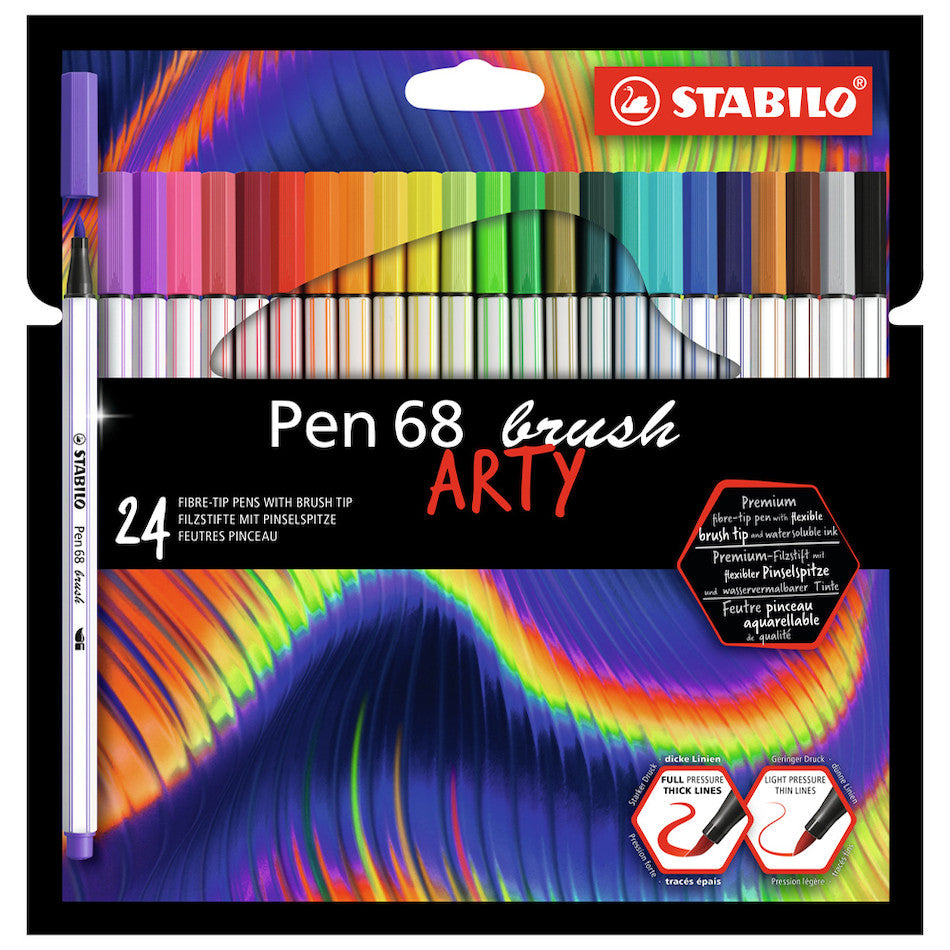 STABILO ARTY Pen 68 Brush Wallet of 24 Assorted Colours by STABILO at Cult Pens