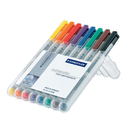 Staedtler Lumocolor Marker Pen non-permanent Medium Wallet of 8 by Staedtler at Cult Pens
