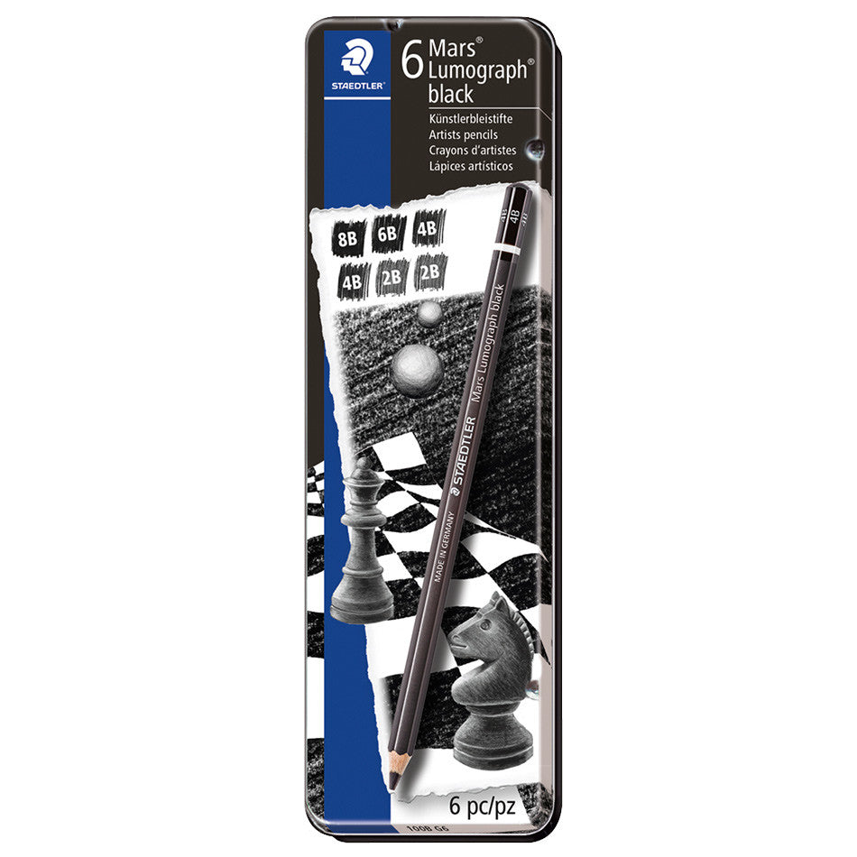 Staedtler Mars Lumograph Black Pencil Tin of 6 by Staedtler at Cult Pens