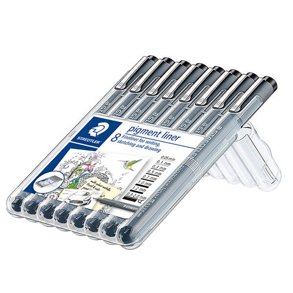 Staedtler 308 Pigment Liner Assorted Deskset of 8 by Staedtler at Cult Pens