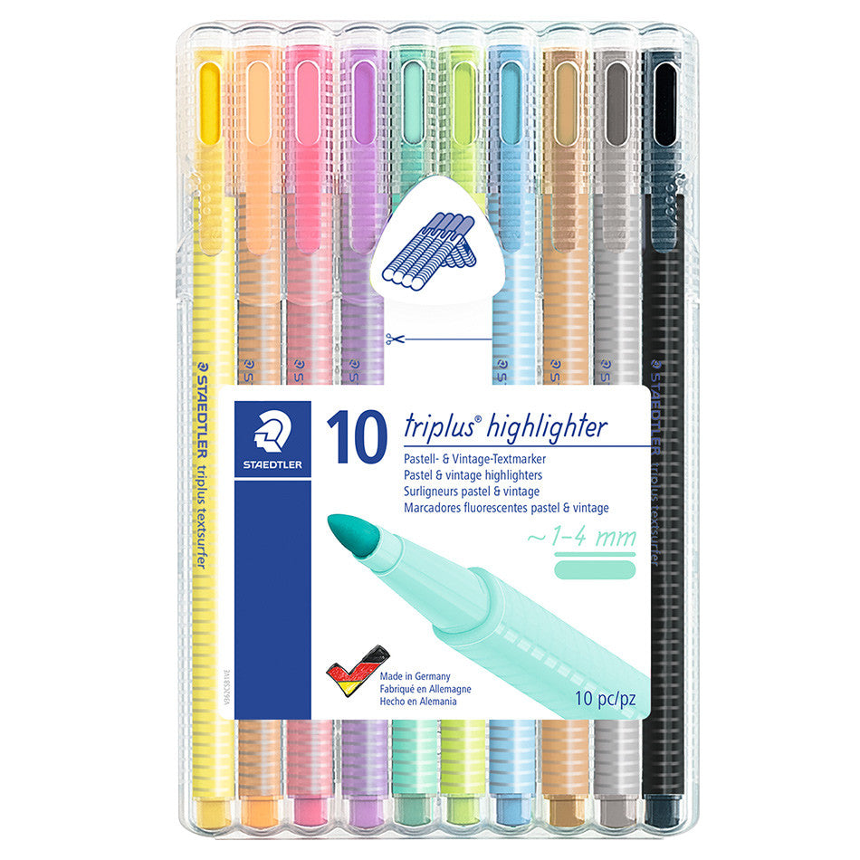 Staedtler Triplus Textsurfer Pastel Highlighter Assorted Deskset of 10 by Staedtler at Cult Pens