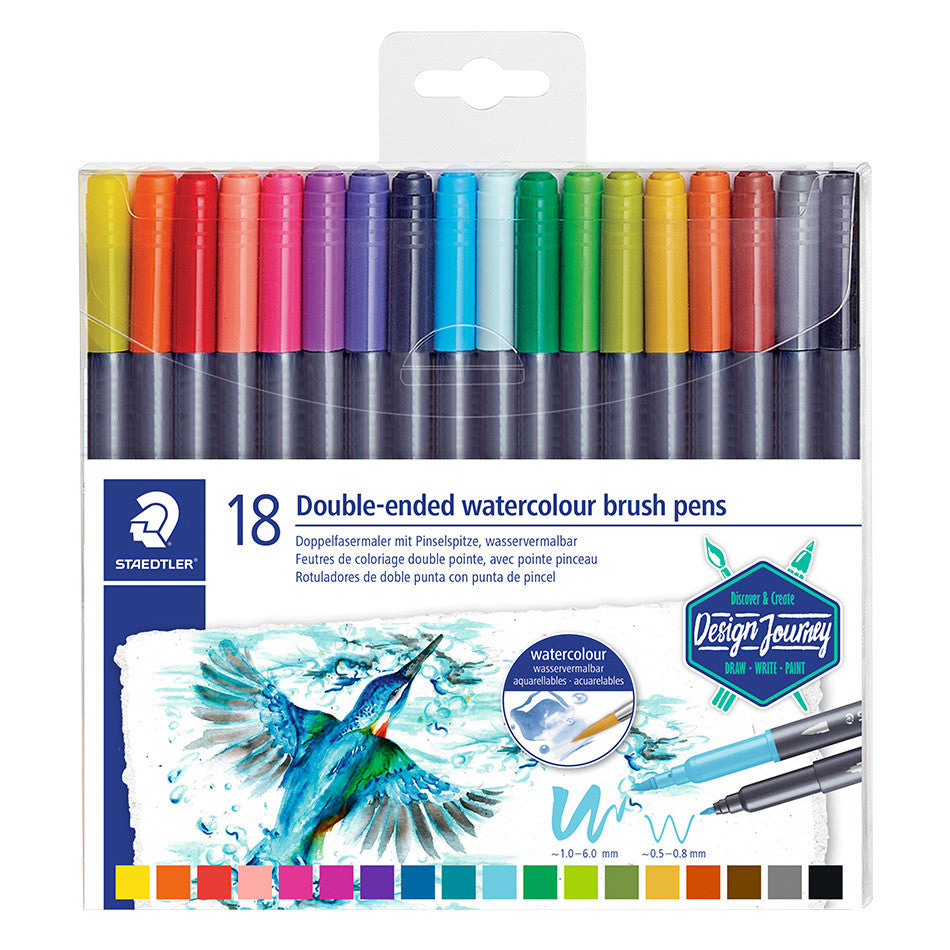 Staedtler Double-Ended Watercolour Brush Pens Set of 18 by Staedtler at Cult Pens