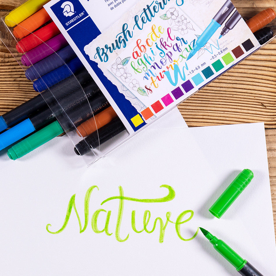 Staedtler Double-Ended Lettering Brush Pens Set of 12 by Staedtler at Cult Pens