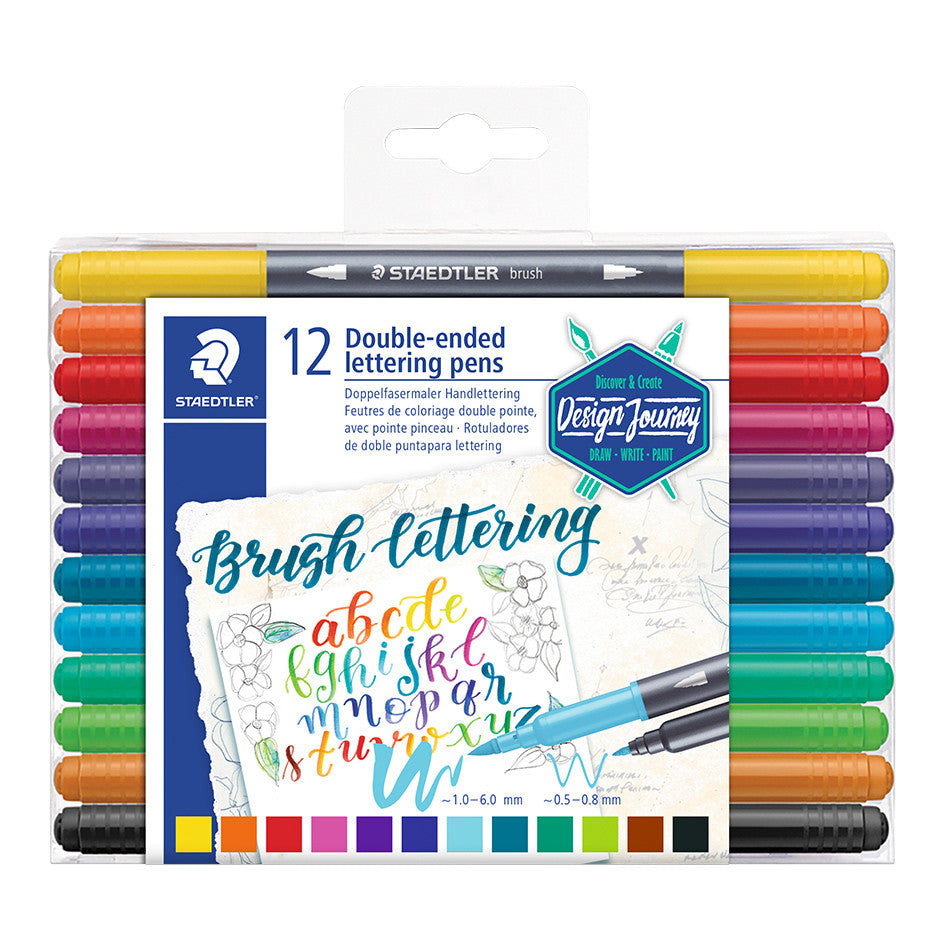 Staedtler Double-Ended Lettering Brush Pens Set of 12 by Staedtler at Cult Pens