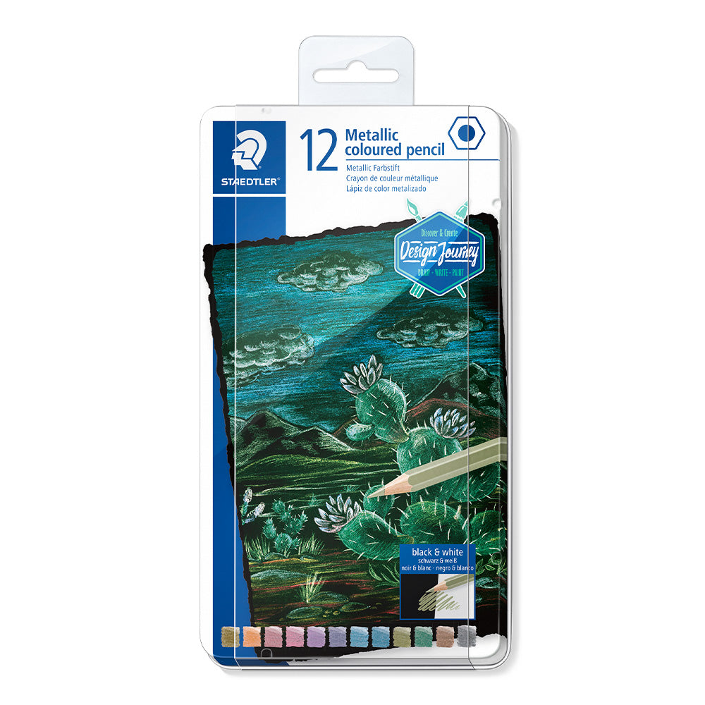 Staedtler Metallic Coloured Pencil Tin of 12 by Staedtler at Cult Pens