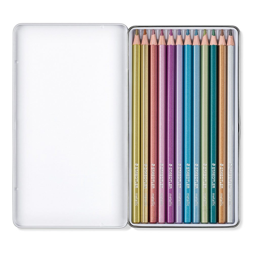 Staedtler Metallic Coloured Pencil Tin of 12 by Staedtler at Cult Pens