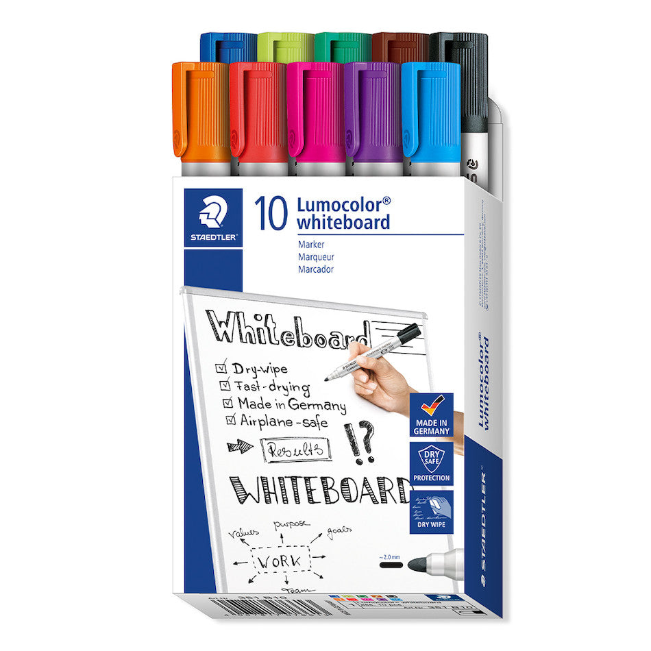 Staedtler Lumocolor Whiteboard Marker Chisel Tip Set of 10 by Staedtler at Cult Pens