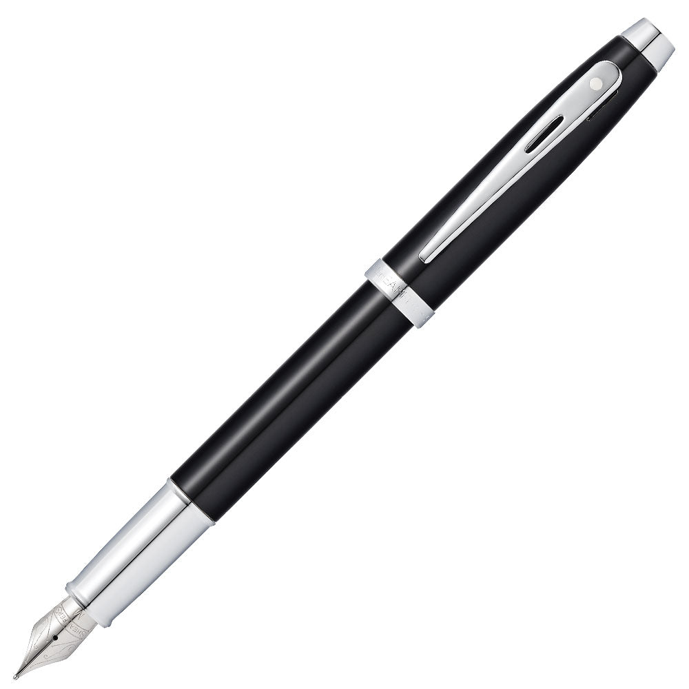 Sheaffer 100 Fountain Pen Black Lacquer with Chrome Trim Medium by Sheaffer at Cult Pens