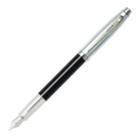 Sheaffer 100 Fountain Pen Black and Brushed Chrome by Sheaffer at Cult Pens