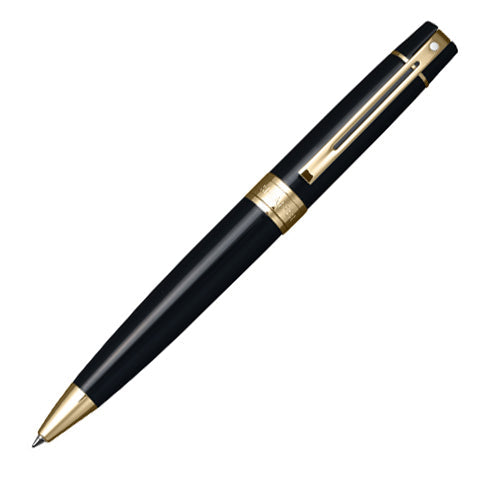 Sheaffer 300 Ballpoint Pen Glossy Black with Gold Tone Trim by Sheaffer at Cult Pens