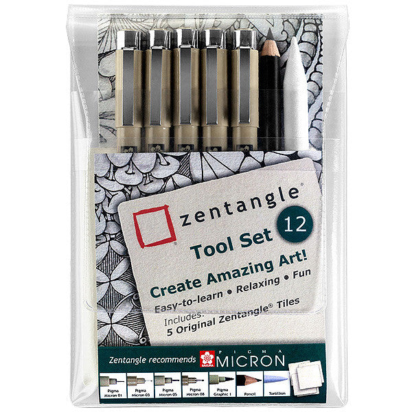 Sakura Pigma Micron Zentangle 12 Piece Set by Sakura at Cult Pens