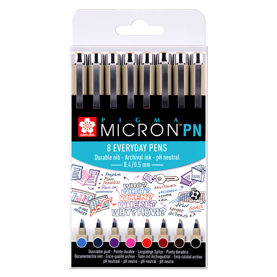Sakura Pigma Micron PN Drawing Pen Assorted Set of 8 by Sakura at Cult Pens