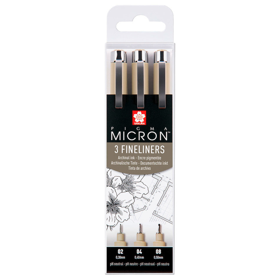 Sakura Pigma Micron Drawing Pen Set of 3 Black 02-04-08 by Sakura at Cult Pens