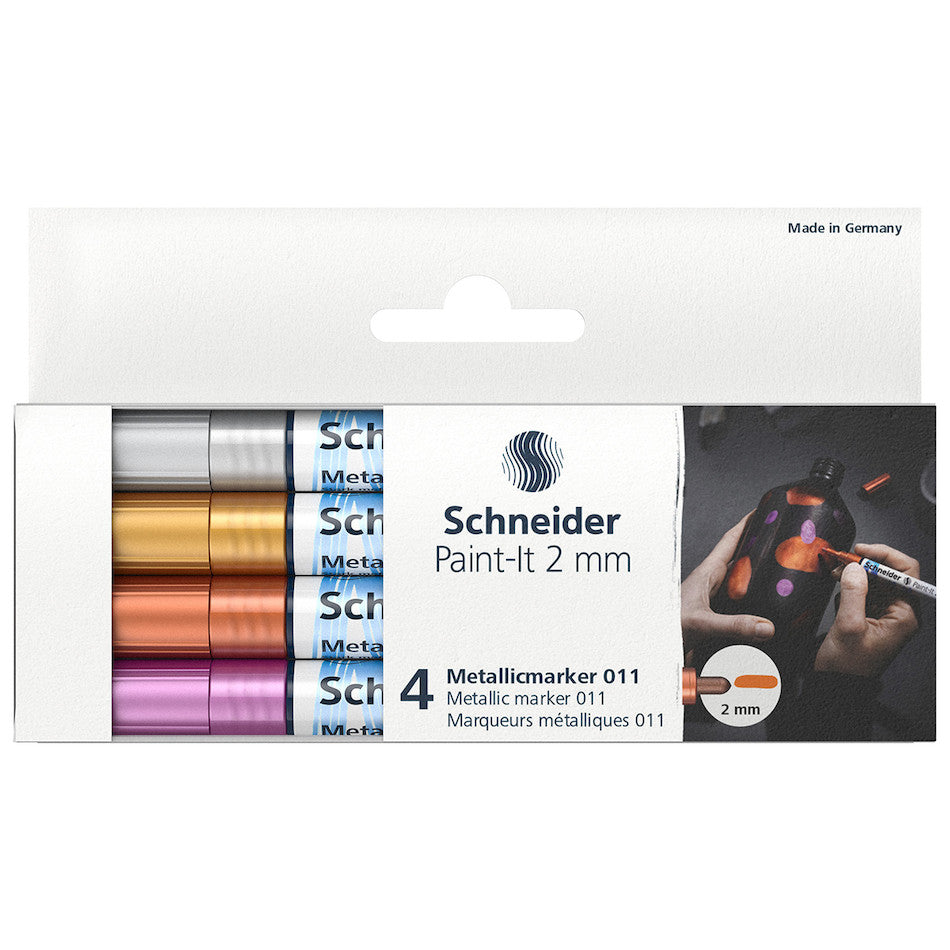 Schneider Paint-It Metallic Marker 011 2mm Set of 4 by Schneider at Cult Pens