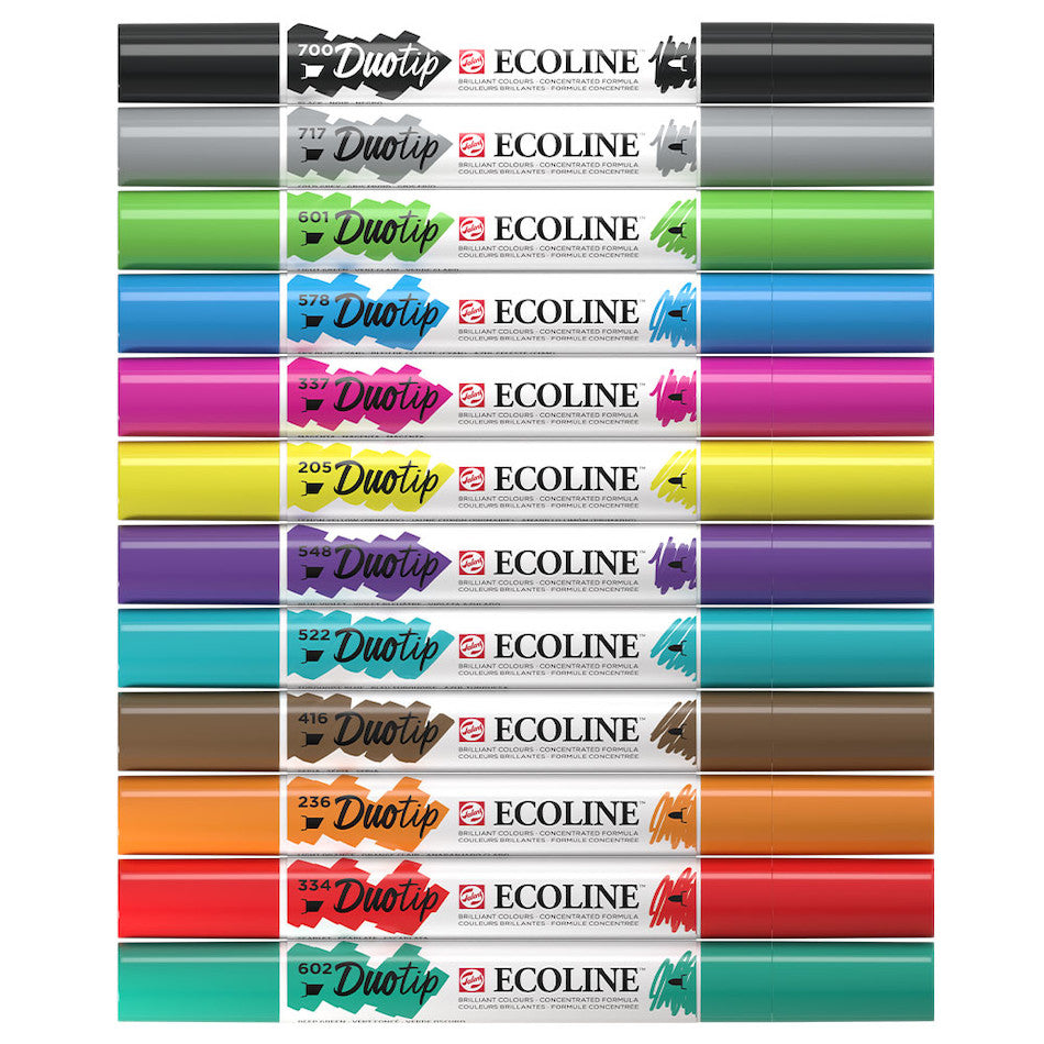 Royal Talens Ecoline Duo Tip Pen Set of 12 Basic by Royal Talens Ecoline at Cult Pens