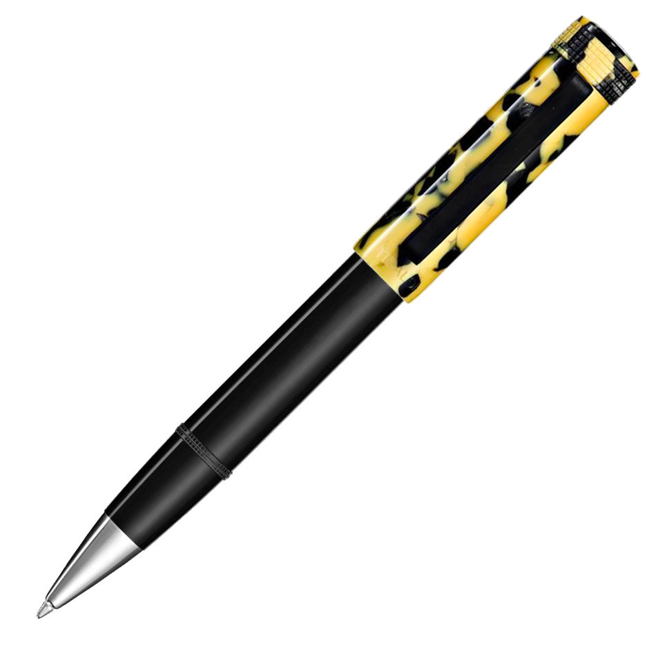 Tibaldi Perfecta Ballpoint Pen Rich Black and LP Vinyl Yellow by Tibaldi at Cult Pens