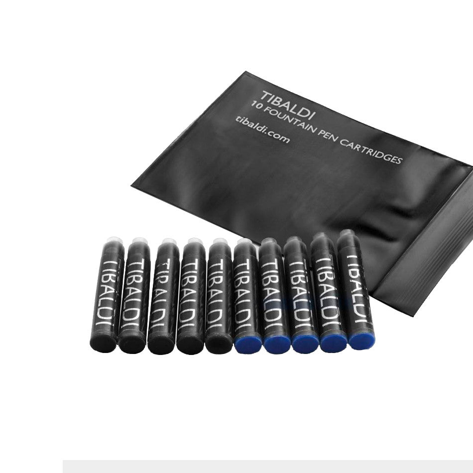 Tibaldi Fountain Pen Ink Cartridges Pack of 10 Blue/Black by Tibaldi at Cult Pens