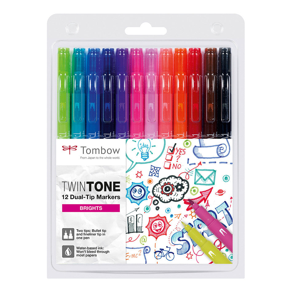 Tombow Twin Tone Dual Tip Marker Set of 12 by Tombow at Cult Pens