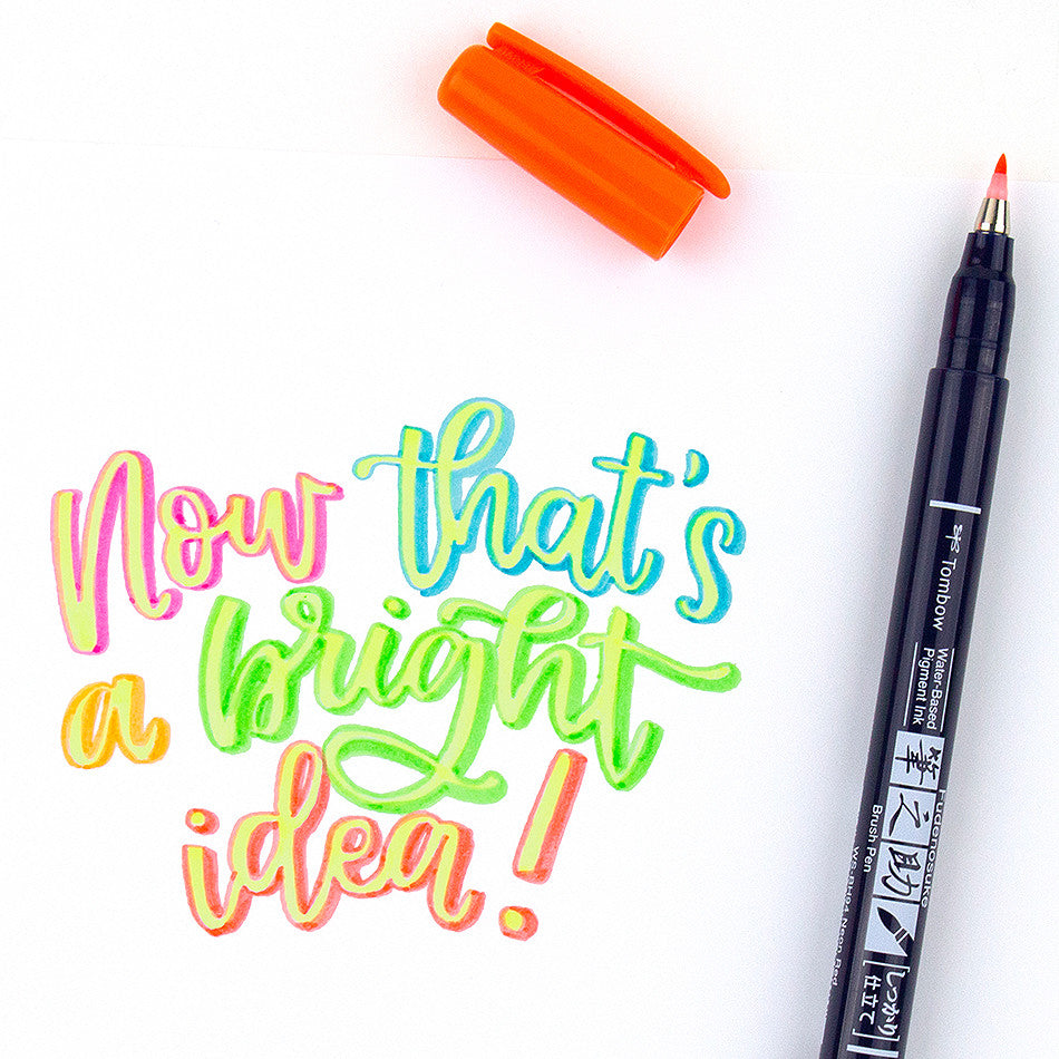 Tombow Fudenosuke Neon Colour Brush Pen Assorted Set of 6 by Tombow at Cult Pens