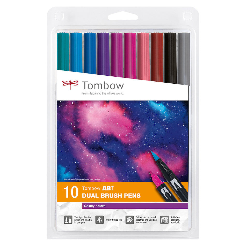 Tombow ABT Dual Brush Pen Galaxy Colours Set of 10 by Tombow at Cult Pens