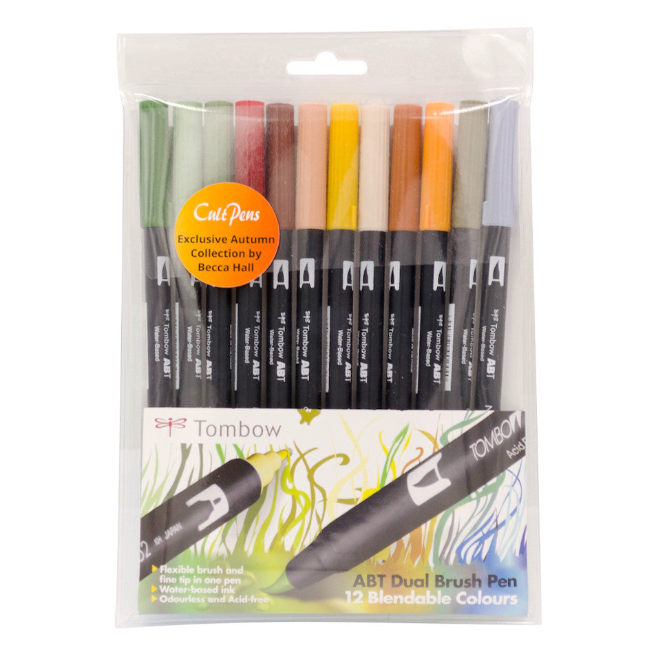 Tombow ABT Dual Brush Pen Exclusive Autumn Collection Set of 12 by Tombow at Cult Pens