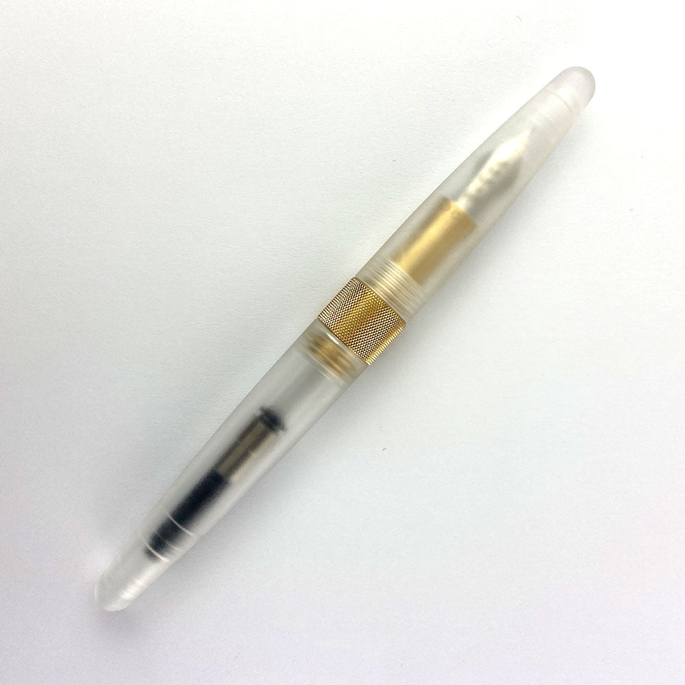 The Good Blue Flame Grilled Polycarbonate with Brass Fountain Pen Happy Medium Nib Plastic Feed by The Good Blue at Cult Pens