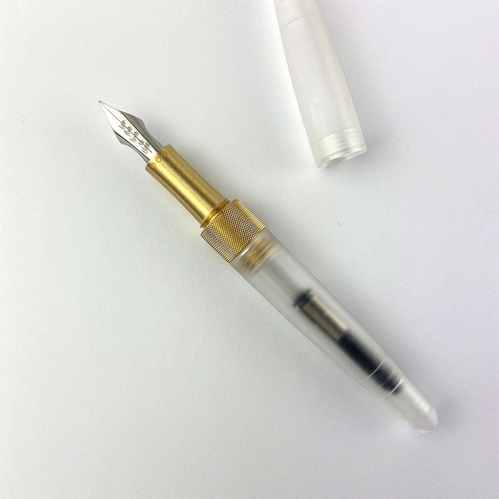 The Good Blue Flame Grilled Polycarbonate with Brass Fountain Pen Steel Flex Nib Polymer Feed by The Good Blue at Cult Pens