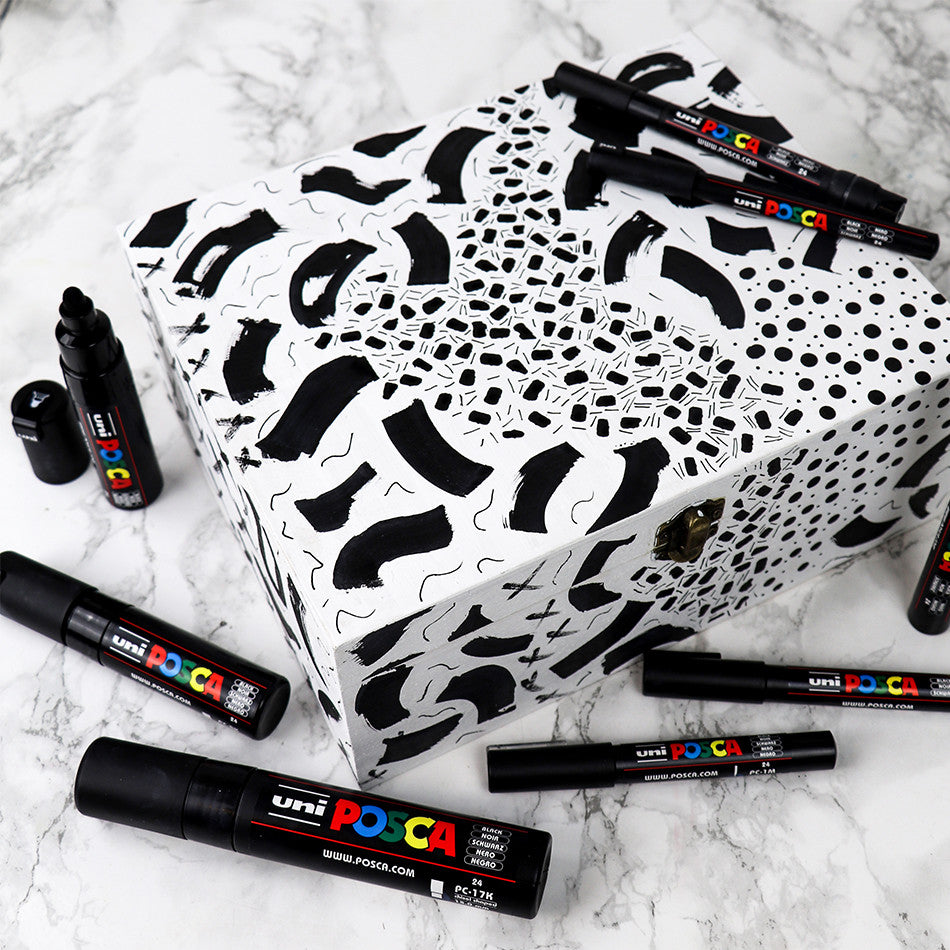 Uni POSCA Marker Pen Set of 8 Assorted Tips Black by Uni at Cult Pens