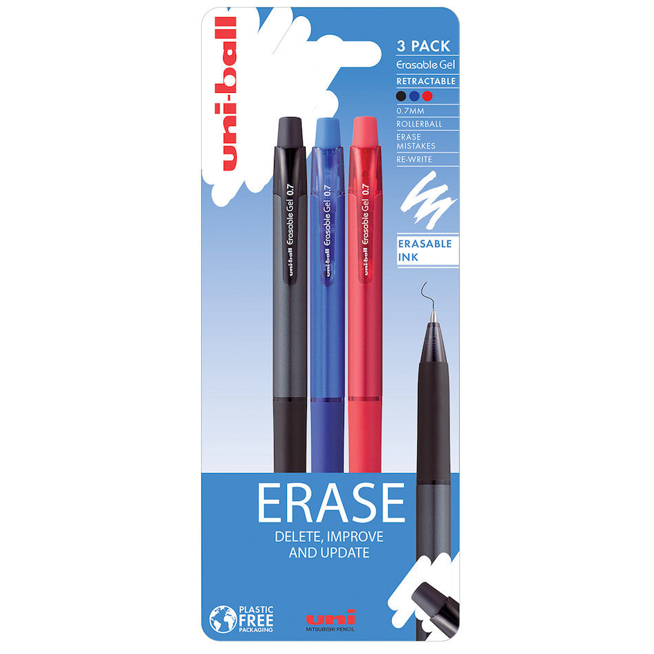 Uni-ball On Point Rollerball Pen Erasable Ink Retractable 3 Pack by Uni at Cult Pens