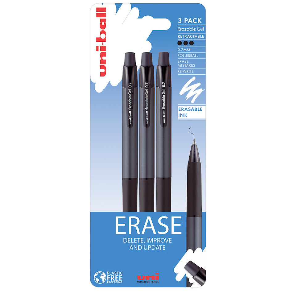 Uni-ball On Point Rollerball Pen Erasable Ink Retractable 3 Pack by Uni at Cult Pens