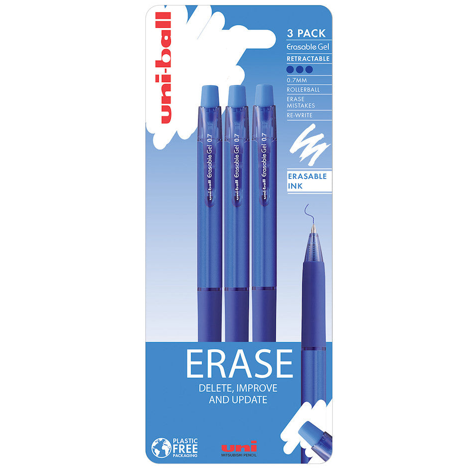 Uni-ball On Point Rollerball Pen Erasable Ink Retractable 3 Pack by Uni at Cult Pens