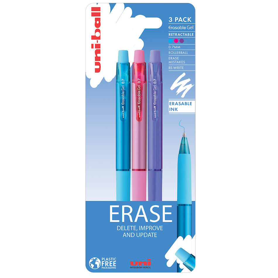 Uni-ball On Point Rollerball Pen Erasable Ink Retractable 3 Pack by Uni at Cult Pens