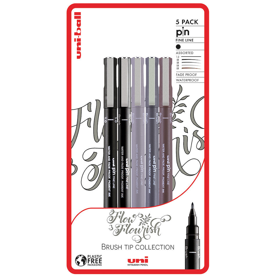 Uni-ball PIN Drawing Pen Flow and Flourish Set of 5 by Uni at Cult Pens