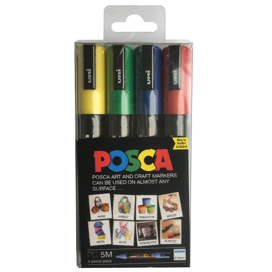 Uni POSCA Marker Pen PC-5M Medium Set of 4 Assorted by Uni at Cult Pens