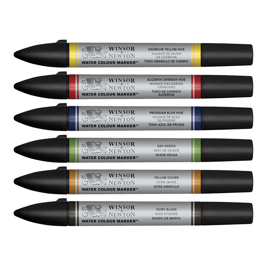 Winsor & Newton Water Colour Markers Set of 6 Basic by Winsor & Newton at Cult Pens