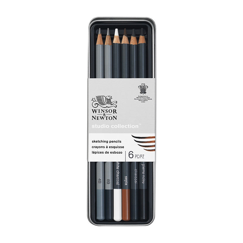 Winsor & Newton Studio Collection Sketching Pencils Assorted Tin of 6 by Winsor & Newton at Cult Pens