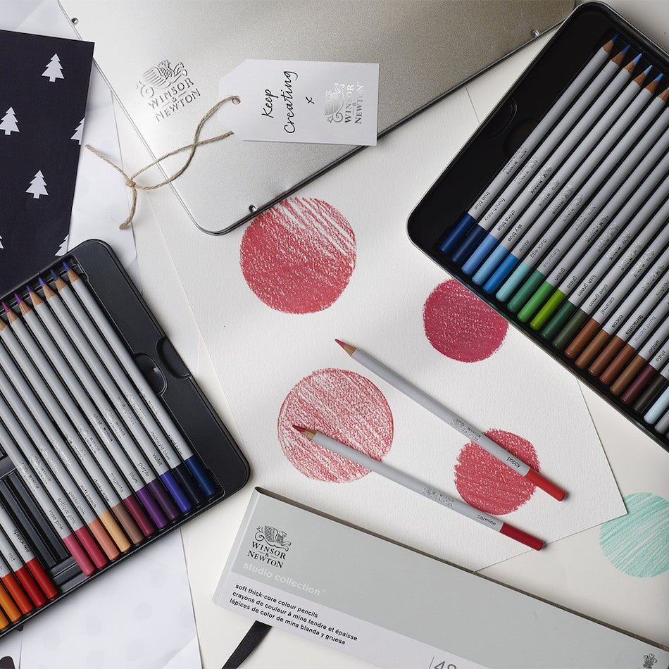 Winsor & Newton Studio Collection Coloured Pencils Assorted Tin of 48 by Winsor & Newton at Cult Pens