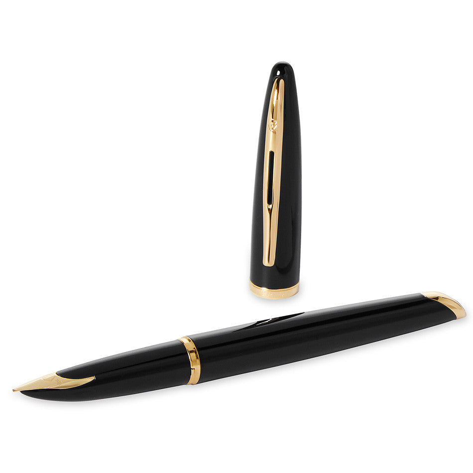 Waterman Carene Fountain Pen Black Lacquer with Gold Trim by Waterman at Cult Pens