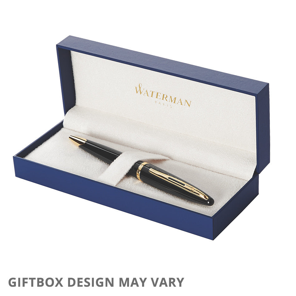 Waterman Carene Ballpoint Pen Black Lacquer with Gold Trim by Waterman at Cult Pens