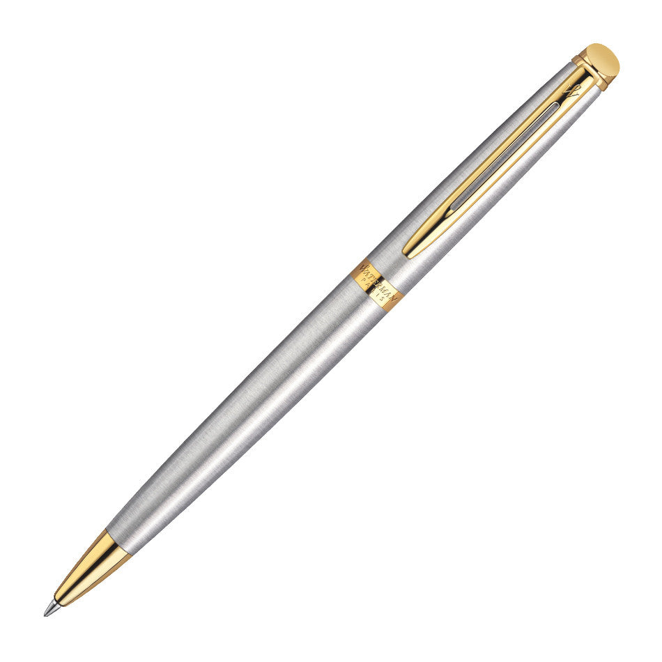 Waterman Hemisphere Ballpoint Pen Stainless Steel with Gold Trim by Waterman at Cult Pens