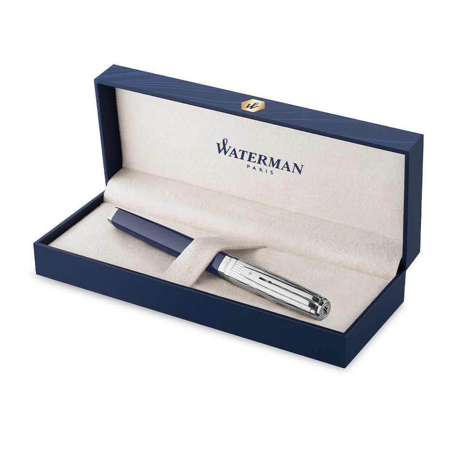 Waterman Exception Deluxe Fountain Pen Special Edition Blue with Chrome Trim by Waterman at Cult Pens