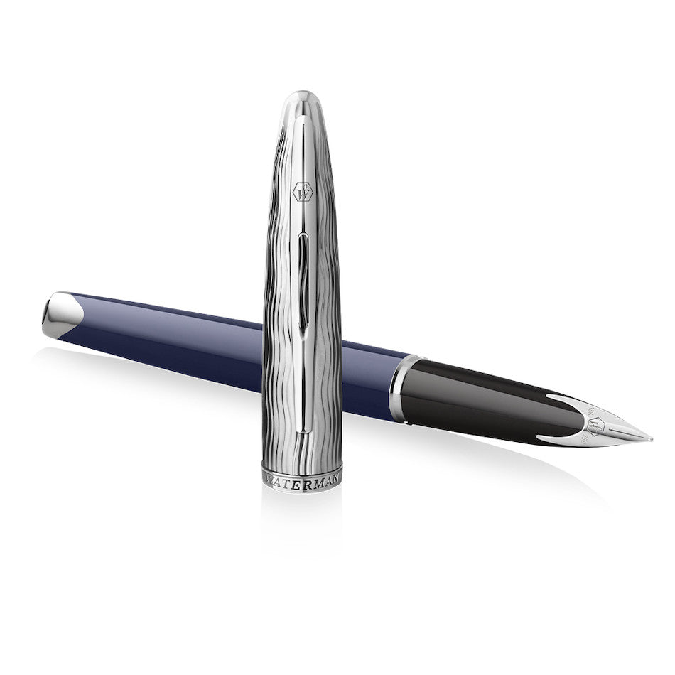 Waterman Carene Deluxe Fountain Pen Special Edition Blue with Chrome Trim by Waterman at Cult Pens