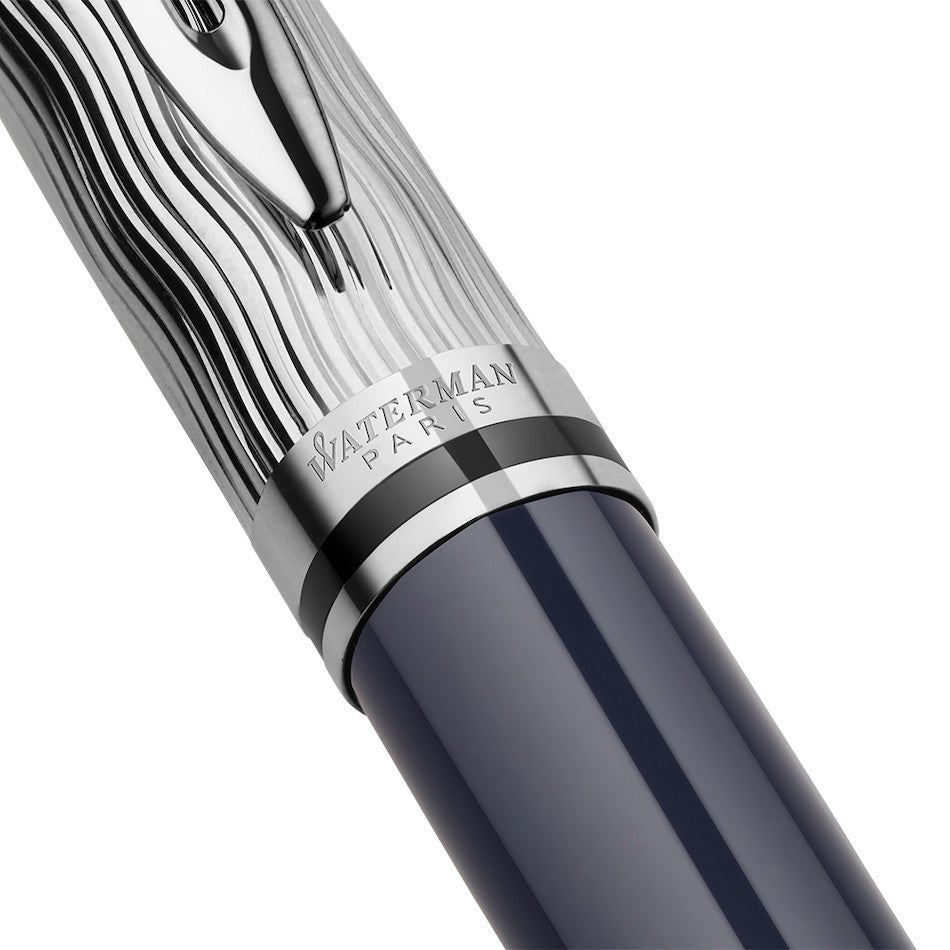 Waterman Expert Deluxe Fountain Pen Special Edition Blue with Chrome Trim by Waterman at Cult Pens