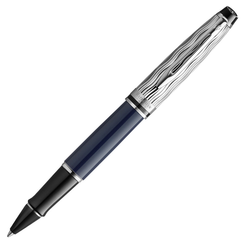 Waterman Expert Deluxe Rollerball Pen Special Edition Blue with Chrome Trim by Waterman at Cult Pens
