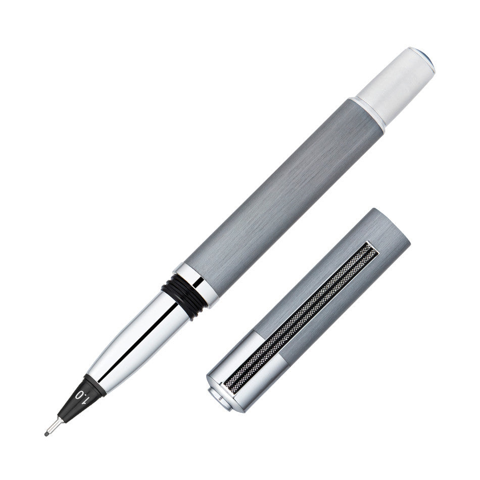 Yookers Metis Refillable Fibre Tip Pen Grey with Chrome Trim 1.0mm by Yookers at Cult Pens